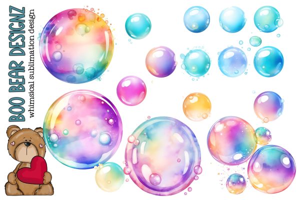 Watercolor Iridescent Bubble Clipart For Sale