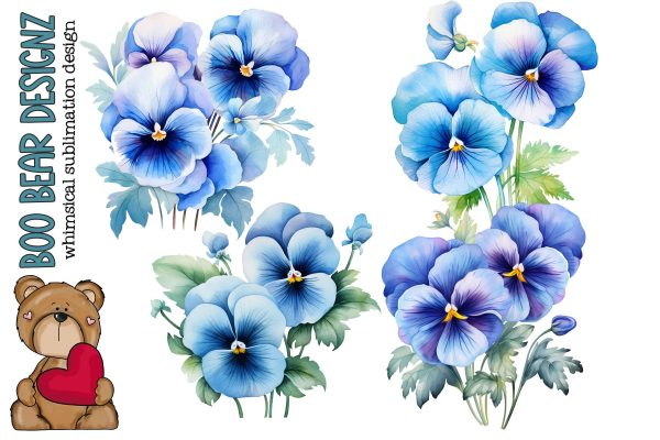 Watercolor Pastel Blue Pansy Clipart Online