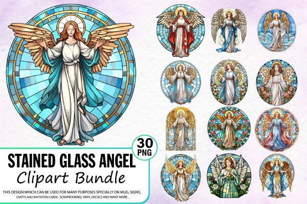 Stained Glass Angel Clipart Bundle Hot on Sale