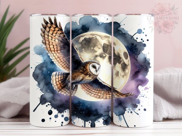 Cute Owl Tumler PNG, Watercolor Owl  20oz Tumbler Wrap PNG, Straight & Tapered Tumbler Wrap, Instant Digital Download Supply