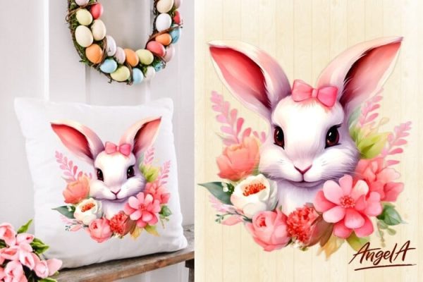Easter pink  bunny flower clipart png Fashion