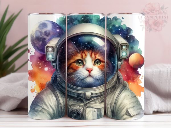 Astronaut Cat in Space Tumler PNG, Funny Animal in Space 20oz Tumbler Wrap PNG, Straight & Tapered Tumbler Wrap, Instant Digital Download For Cheap