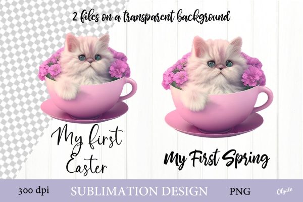 My First Easter, My First Spring. Kitty Sublimation PNG Hot on Sale