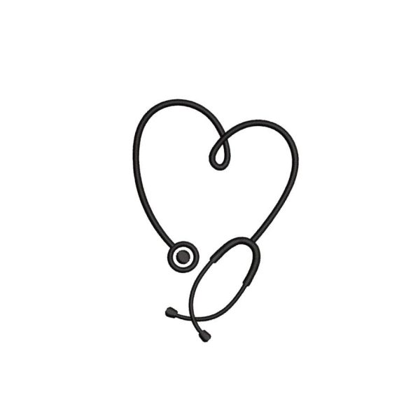 Nurse Embroidery Design, Stethoscope Embroidery File, 4 sizes, Instant download Online