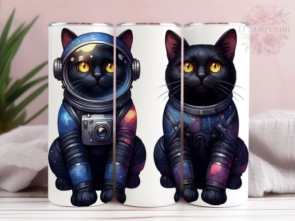 Astronaut Black Cat in Space Tumler PNG, Funny Animal in Space 20oz Tumbler Wrap PNG, Straight & Tapered Tumbler Wrap, Instant Digital Download Online Sale