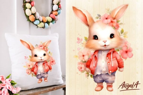 cute easter floral bunny boy clipart png Discount