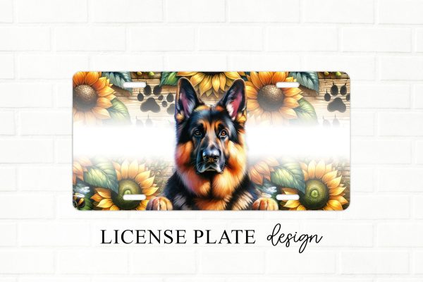 German Shepherd Sunflower License Plate Sublimation Design Fashion