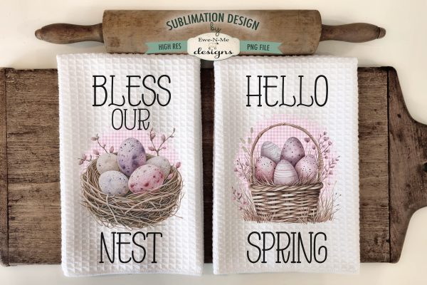 Pastel Easter Eggs Kitchen Dish Towel Sublimation PNG Hot on Sale