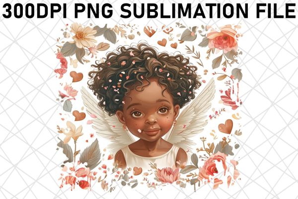Whimsical Cupid s Dreamscape: Watercolor Sublimation on Sale