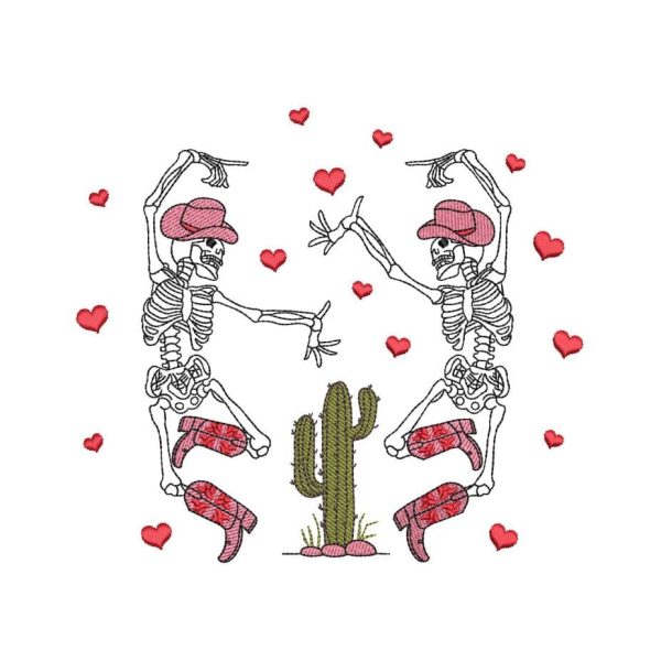 Dancing Skeletons Embroidery Design, Valentine s Day Embroidery Design, 3 sizes For Cheap