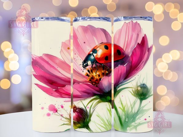 Watercolor Cute Ladybug 20oz Tumbler Wrap Sublimation Design, Straight Tapered Tumbler Wrap, Ladybug Tumbler Png, Instant Digital Download Hot on Sale