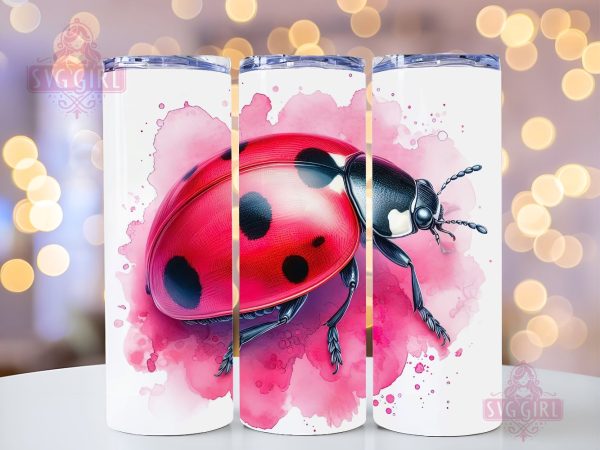 Watercolor Cute Ladybug 20oz Tumbler Wrap Sublimation Design, Straight Tapered Tumbler Wrap, Ladybug Tumbler Png, Instant Digital Download Online now