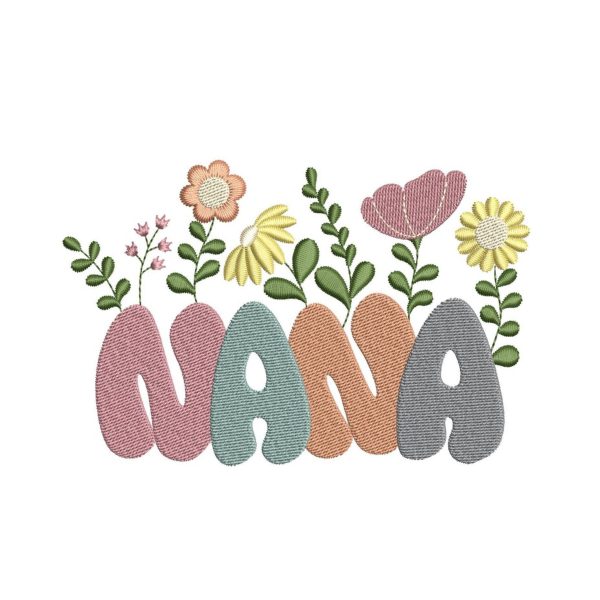 Nana Flower Embroidery Design, 3 sizes, Instant Download Supply