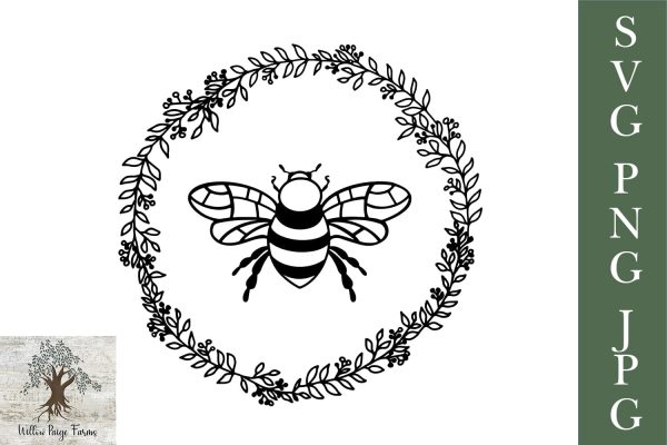 Bee with Wreath SVG PNG JPG For Sale