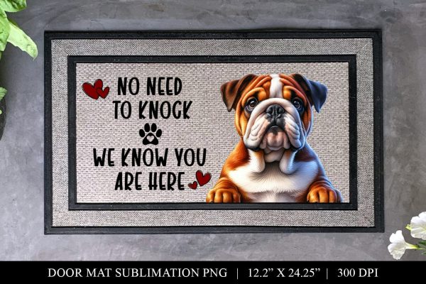 English Bulldog No Need To Knock Doormat Sublimation PNG Online Sale