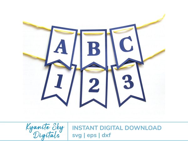 Banner Bunting SVG Kit garland with alphabet letters and numbers Discount