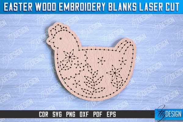 Easter Wood Embroidery Blanks | Laser Cut Design | CNC File For Discount