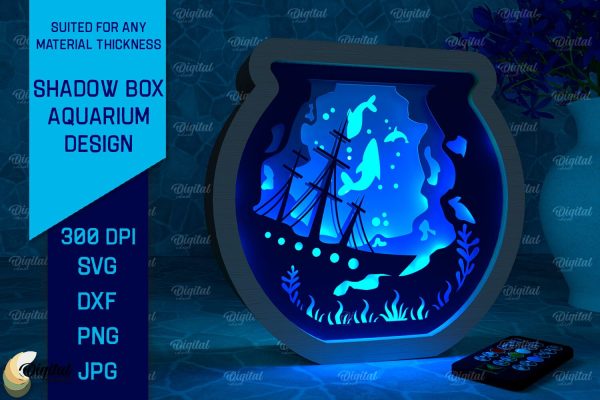 Shadow Box Aquarium Paper Cut. 3D Light Box SVG Cheap