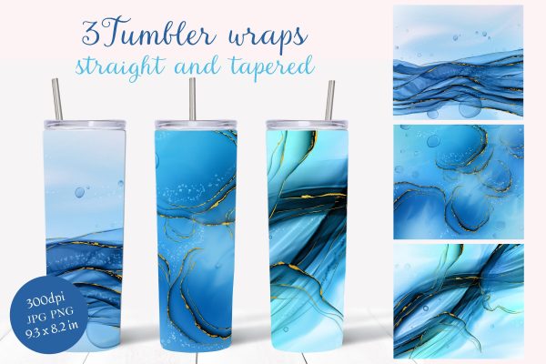 Alcohol Ink Water tumbler wrap 20 oz, skinny tumbler wrap Online