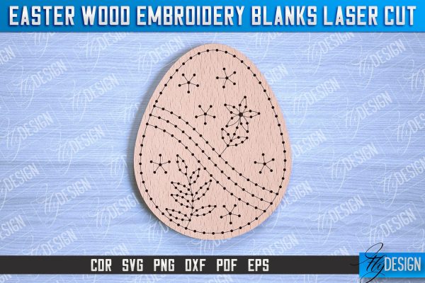 Easter Wood Embroidery Blanks | Laser Cut Design | CNC File Supply