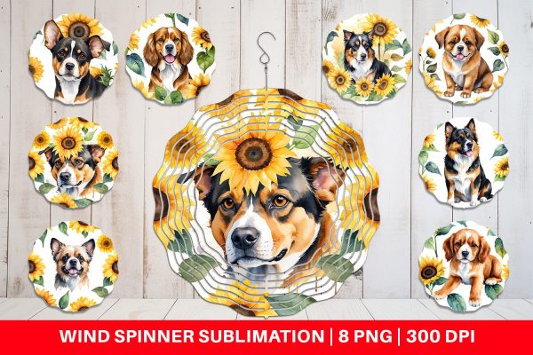 Wind Spinner Dog With Sunflowers on Sale