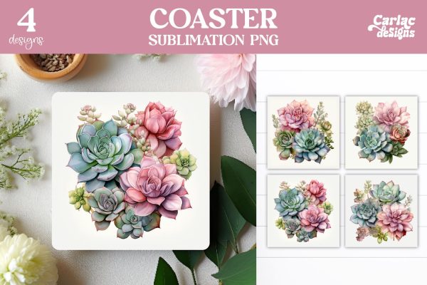Succulents Square Coaster Sublimation For Cheap