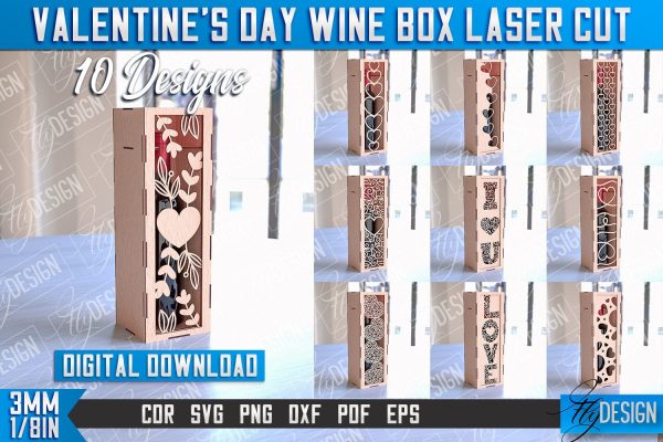 Valentine s Day Wine Box Laser Cut | Gift Wine Box Laser Cut Design | CNC Files Cheap