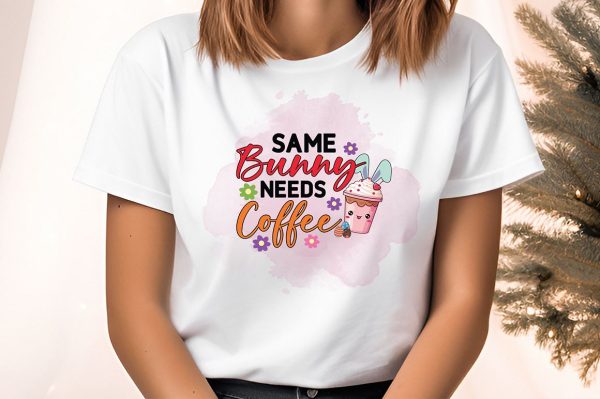 Some bunny needs coffee PNG Design For Cheap
