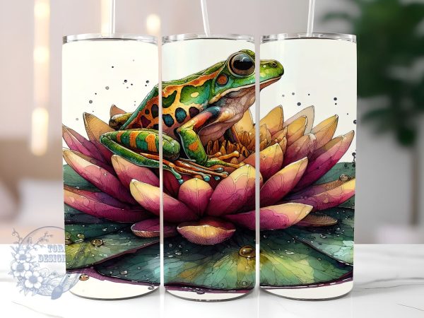 Frog On Lily Pad 20 oz Skinny Sublimation Tumbler Designs, Cute Frog Tumbler PNG, Straight & Tapered Tumbler Wrap PNG, Instant Digital Download PNG Cheap