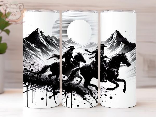 Wild West Cowboy 20 oz Skinny Tumbler, Cowboy PNG Downloads, 20oz Tumbler Png, Sublimation Design, Digital, Digital Download PNG Discount