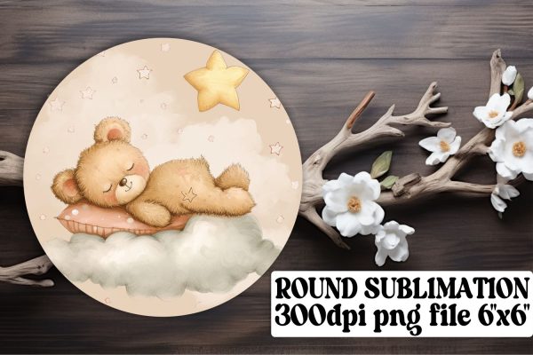 Charming Watercolor Bear Circle Ornaments on Sale