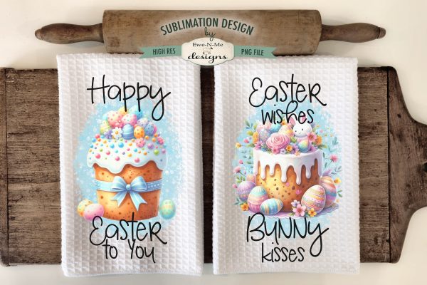Easter Cakes Kitchen Towel Sublimation Designs | Easter Dish Towel Designs Fashion