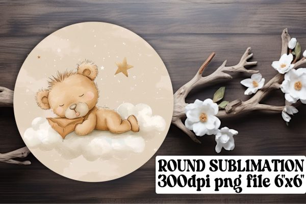 Round Bear Keychains in Sublimation Art For Sale