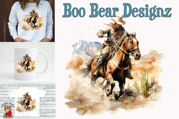 Watercolor Western Cowboy Clipart For Sale