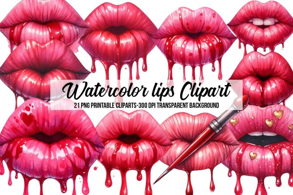 Watercolor lips Clipart Cheap