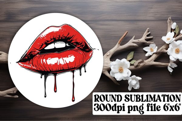 Colorful Lips Design Kit: Stylish Sublimation Round Ornaments Online now