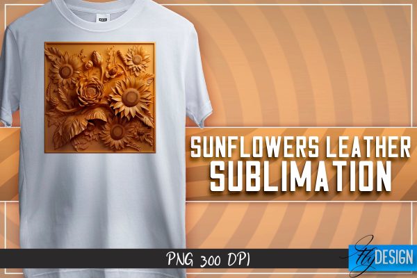 Sunflowers Leather Sublimation | T-Shirt Design | PNG File Online now