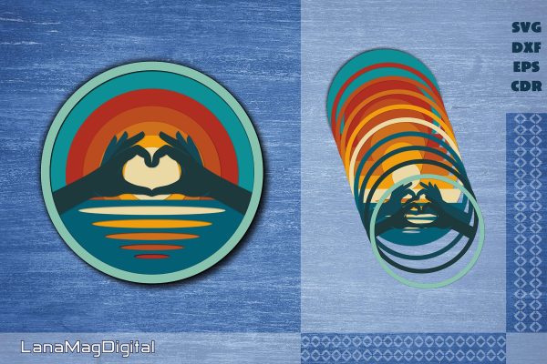 Retro sunset layered mandala svg Beach life layered sunset Fashion