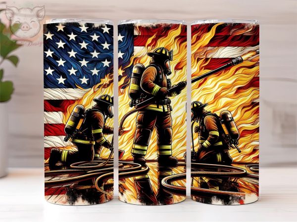 Firefighters USA Flag 20oz Skinny Tumbler, Firefighters  PNG Downloads, 20oz Tumbler Png, Sublimation Design, Digital, Digital Download PNG For Discount