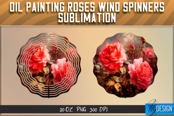 Oil Painting Roses Wind Spinners Sublimation | PNG Design Hot on Sale