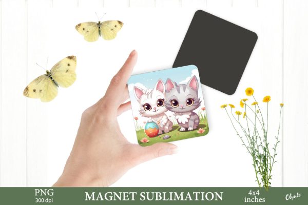 Easter Kitty PNG. Fridge Magnet Sublimation PNG Discount
