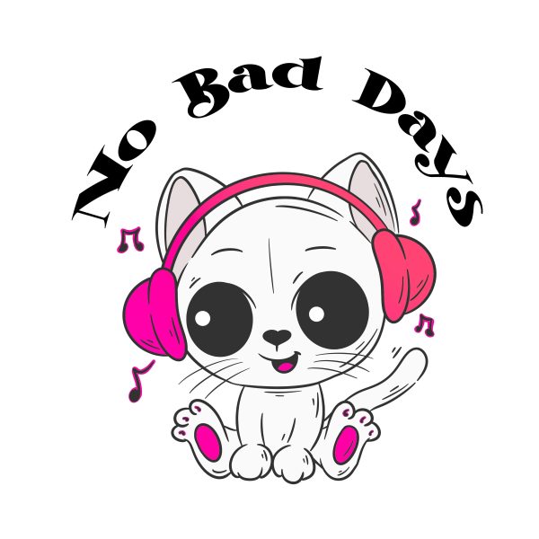 No Bad days Music Cat png jpg digital download print to cut Sublimation file Online now