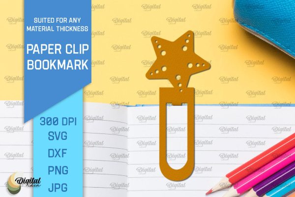 Star Paper Clip Bookmark. Bookmark Clip Template SVG Online now