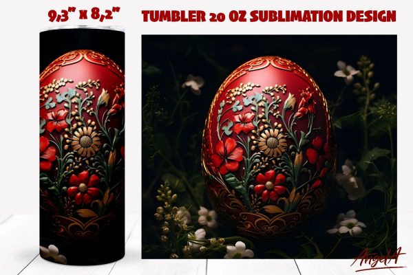 Easter tumbler wrap sublimation   3d Red Easter egg png Fashion