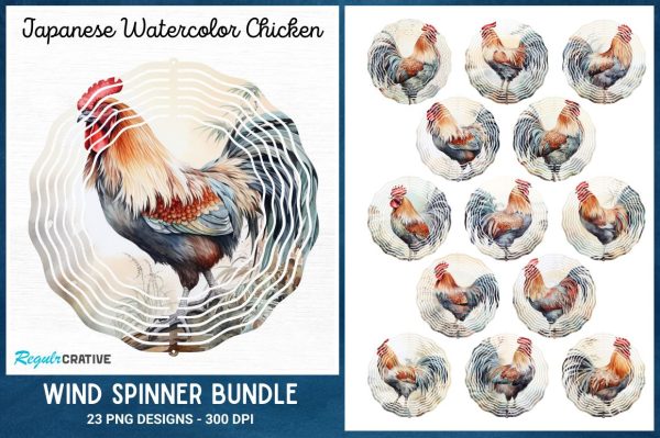 Japanese Watercolor Wind Spinner  Sublimation Bundle Discount