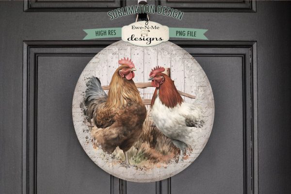 Rustic Chickens Round Sublimation Design Online Hot Sale