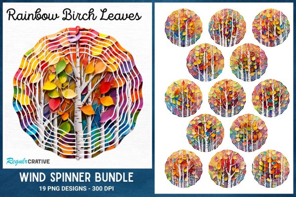 Rainbow Birch Leaves Wind Spinner Discount