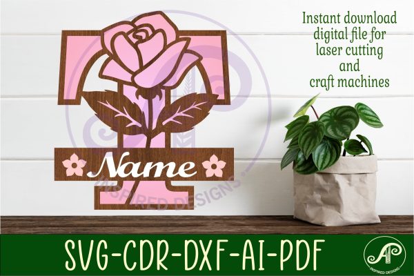 Rose Capital Monogram Letter T SVG Online Sale