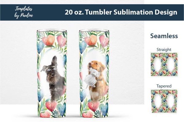 Seamless Watercolor Heart Oval Photo Tumbler Wrap For Sale