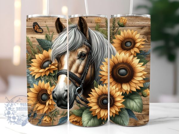 Horse With Sunflowers 20 oz Tumbler Wrap, Horse Tumbler PNG, Straight & Tapered Tumbler Wrap PNG, Instant Digital Download PNG, Sublimation Designs Downloads Cheap